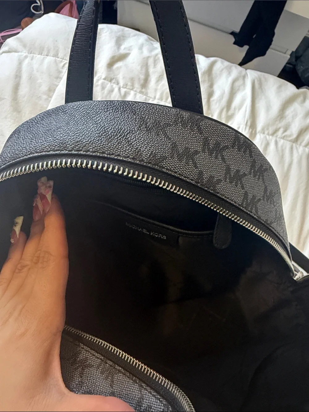 Michael Kors Gray & Black Signature Mini Backpack